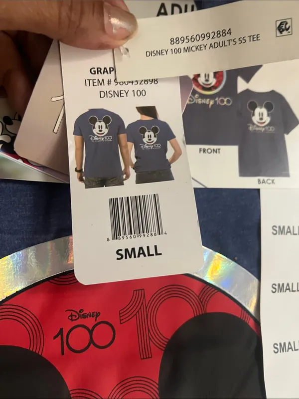 Disney Mickey 100 Graphic Tee - Blue, Red & Black with Holographic Trim - Image 3