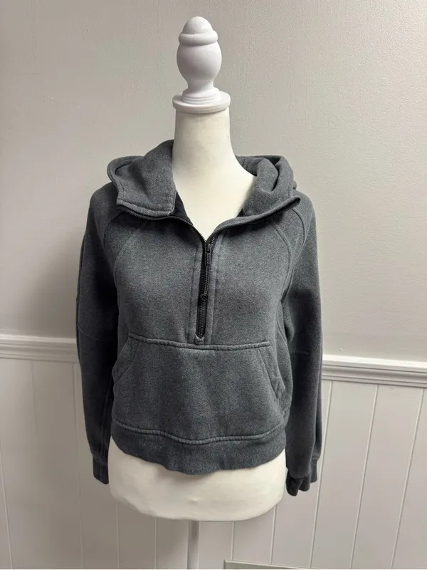 Lululemon Scuba Oversize Half 1/2 Zip Hoodie Sweatshirt Gray Grey XS/S - Image 11