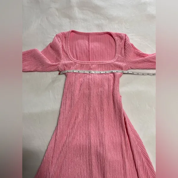 Renaissance Pink Textured Long Sleeve Fairycore Maxi Dress Sz S EUC - Image 6