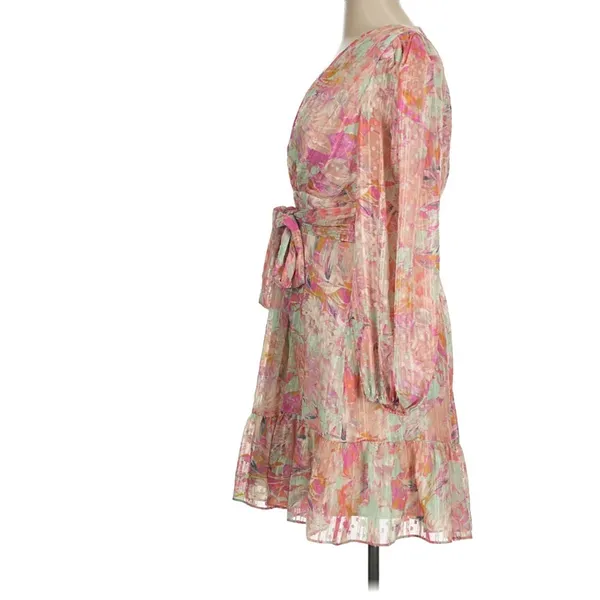 Alex Marie Floral‎ Chiffon Dress Womens 6 Pink Green garden party romantic - Image 4