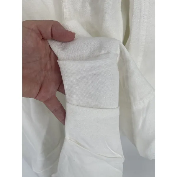 Anthropologie Pilcro Tucked-Knee Tapered Trousers Linen Size 29 White‎ - Image 5