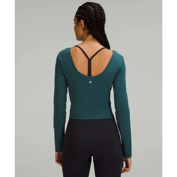 Lululemon Align Long Sleeve Shirt Green Jasper Sz 4 Athletic Pilates Crop Top - Image 2