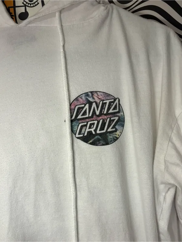 Santa Cruz Women’s White Graphic Lightweight Hoodie Size 10 - Image 2