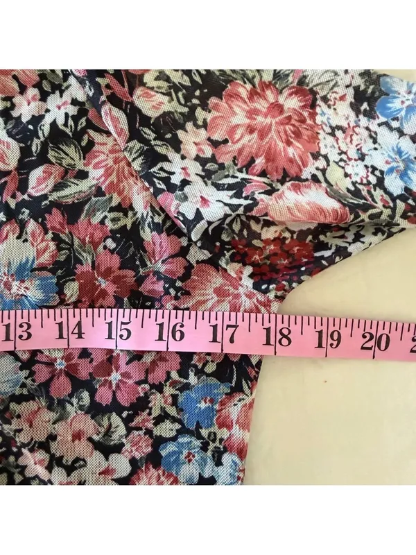 Women's Mock Neck Sheer Lined Long Sleeve Floral Top Size L #260521 - Image 4