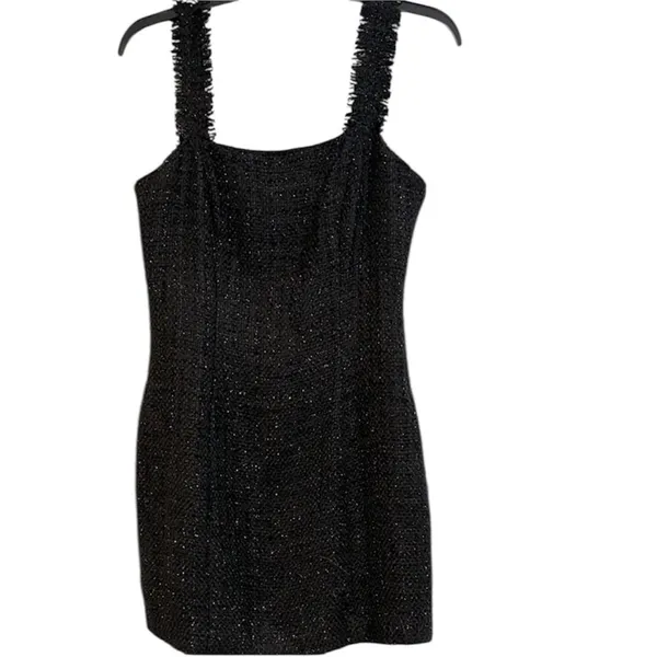 Meshki Black Sleeveless sparkly Sheath Mini cocktail Dress size small - Image 2