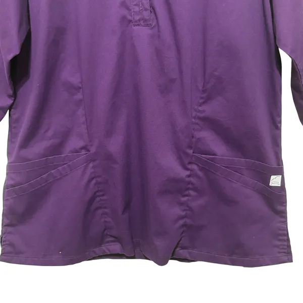 Butter Soft Womens Scrub Top L Purple V Neck 3/4 Sleeve Stretch‎ Nursing Uniform - Image 4