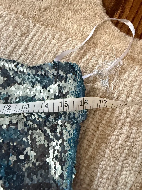 Macy's Slim Blue Sequin One-Shoulder Mini Dress - Image 6