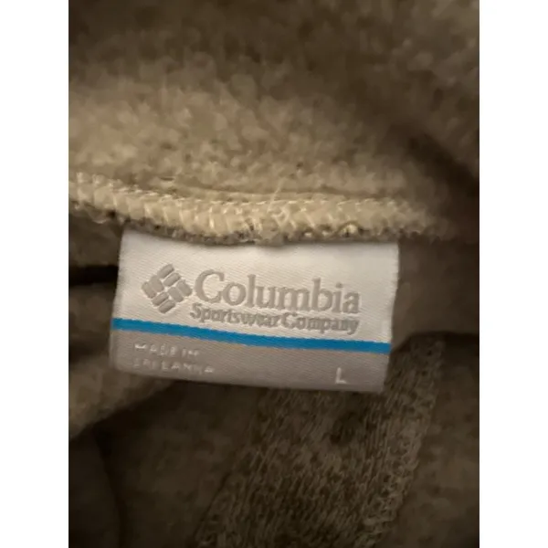 Columbia Women's Fleece‎ 1/4 button hooded Sweater pullover tan Sz L - Image 7