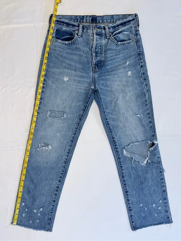 Gap 1969 Mid Rise Destructed Vintage Straight Jeans – Light Indigo – 0/25R - Image 13