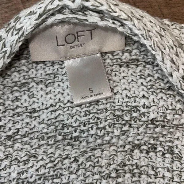 LOFT Outlet Womens Cotton Fringe Hem Open Front Cardigan Sweater Gray Size Small - Image 4