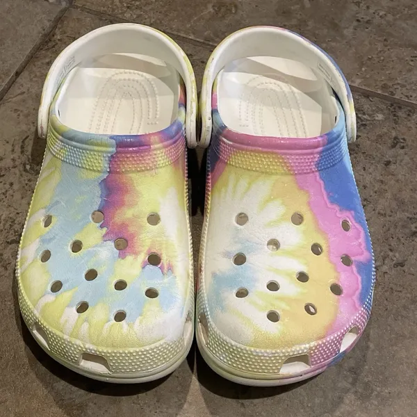 CROCS White Pastel Tie Dye Clog Sandal Shoes Unisex Mens 7 Womens 9 - Image 13