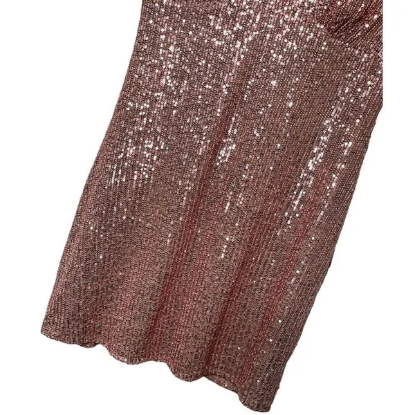 Lulus Party in Style Sequin Sleeveless Mini Lined V Neck Dress Light Pink XL - Image 4