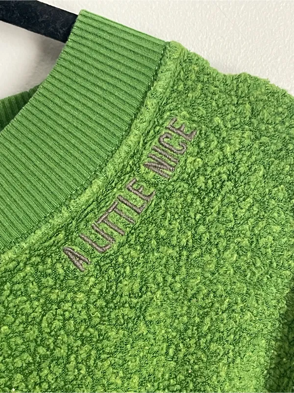 AERIE | Bright Green Terry Sherpa Crewneck Oversized Pullover Sweater Sz XXL - Image 3