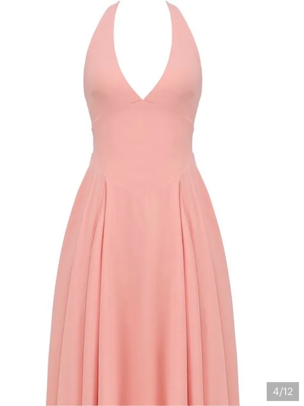 HOUSE OF CB Solada Floral Halter Midi Sundress Small A/C, PEACH PEARL - Image 4
