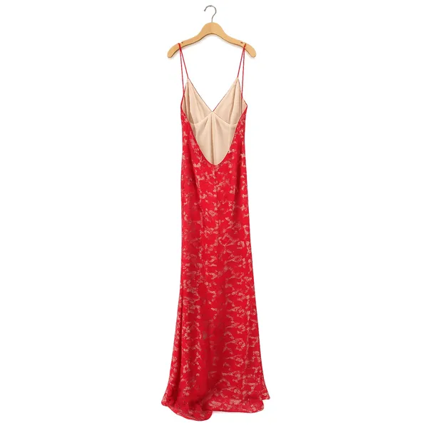 JARLO Red Lace Nude Underlay Low Back Maxi‎ Dress Size UK 14 = US 10 - Image 2