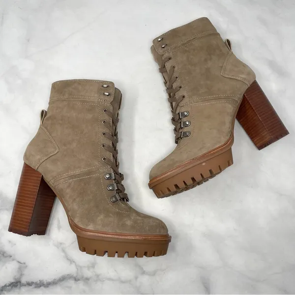NEW Vince Camuto Emebrila Suede Platform Lug Sole Block Heel Combat Boots 10 - Image 3
