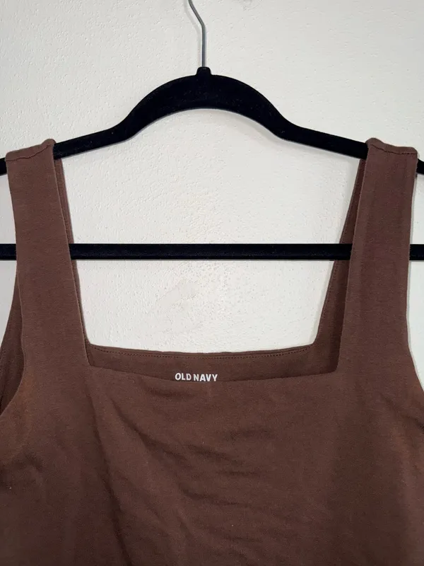 Old Navy Square Neck Tank Top Bodysuit Solid Brown Full Coverage - Image 4