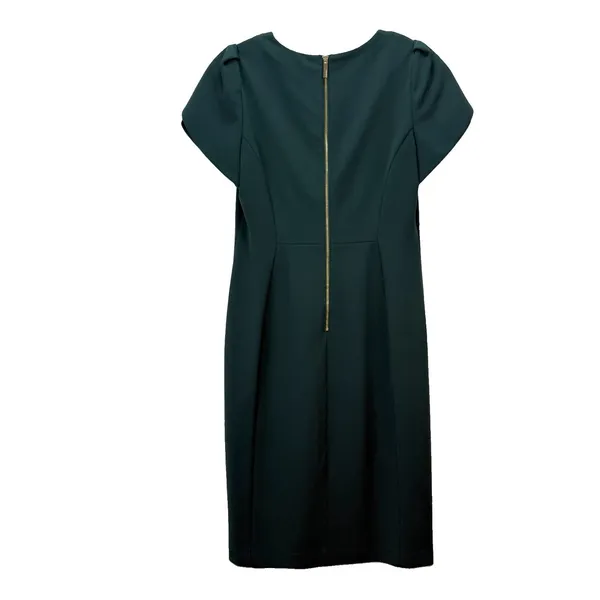 Calvin Klein Dark Green Tulip Sleeve Stretch Crepe Sheath Dress‎ Size 6 - Image 7