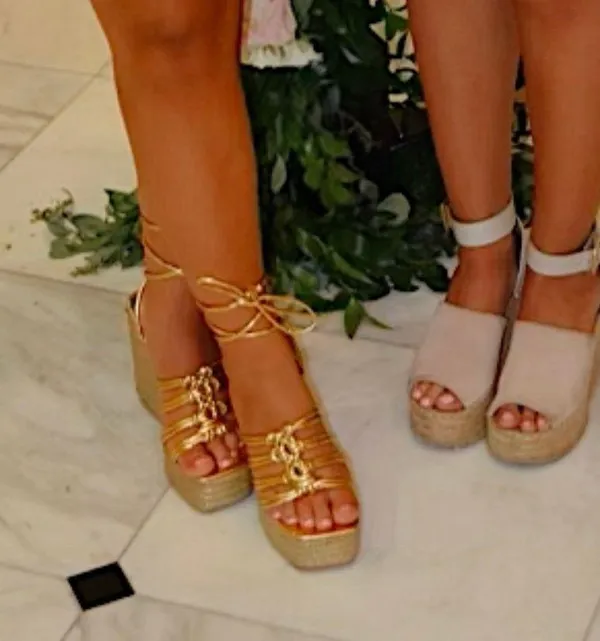 Gold Wrap Up Wedges Size 8 - Image 2