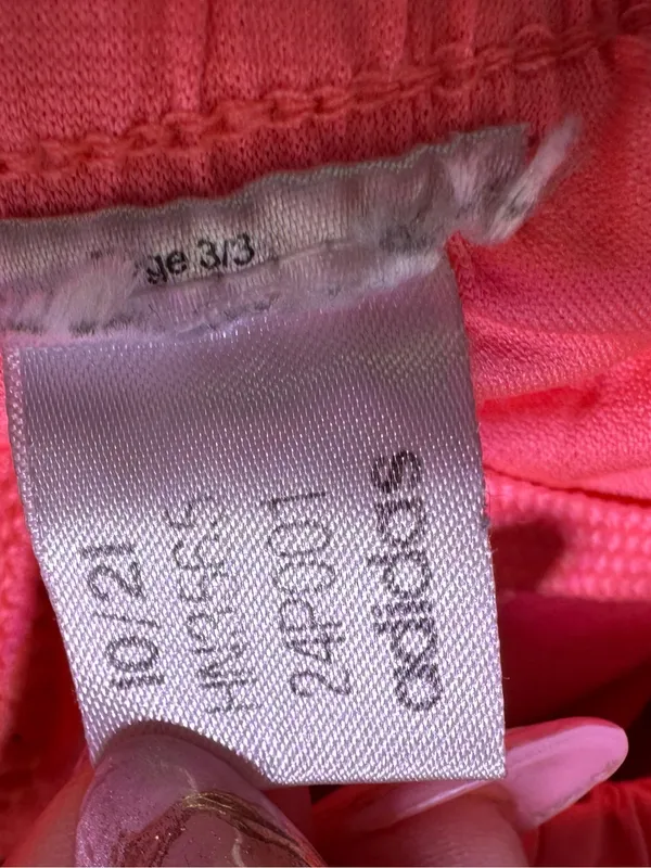 adidas Coral Pink Athletic Shorts with Dark Stripe Accents - Image 6