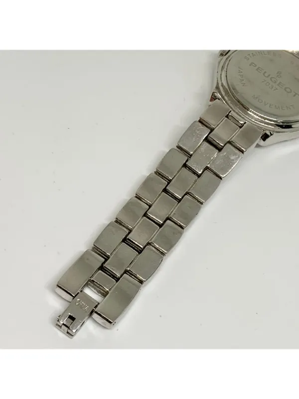 Peugeot women’s silver tone watch 31mm mop dial rhinestones quartz 7” running - Image 7