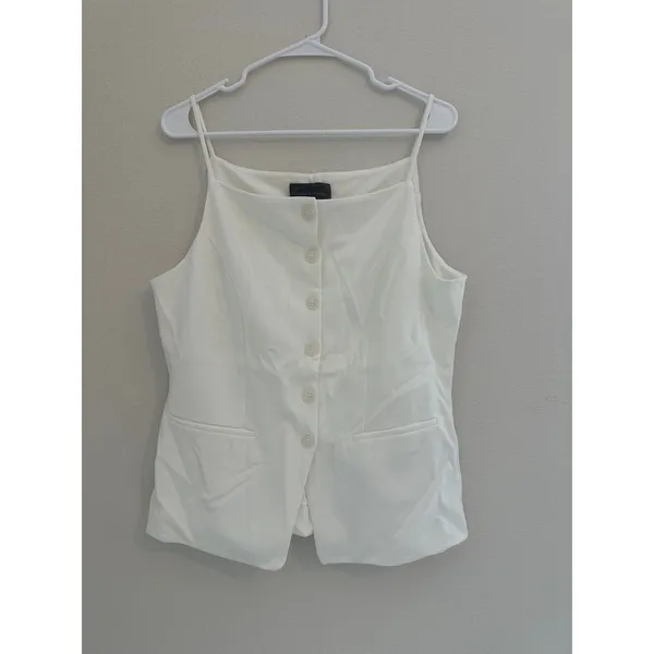 Anthropologie Sunday in Brooklyn Ponte Apron Vest Top White Large - Image 2