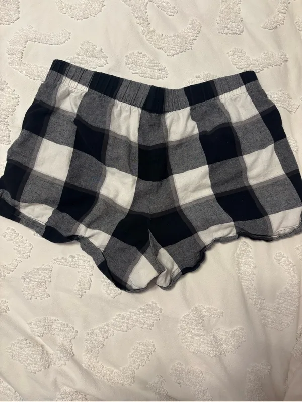 stars above Black and White Plaid Lounge Shorts - Image 2