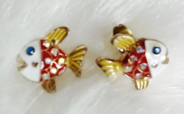 Icing MERMAIDMERCHANT Boutique Nautical Jeweled Fish Enameled Stud Earrings - Image 4