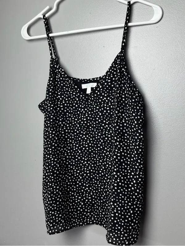 NWT Abound Black Ivory Polka Dot Cami Top V-Neck Spaghetti Strap Size Small - Image 3