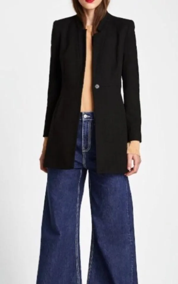 Zara Outerwear Inverted Lapel Frock Coat Blazer BLACK NEW - Image 5