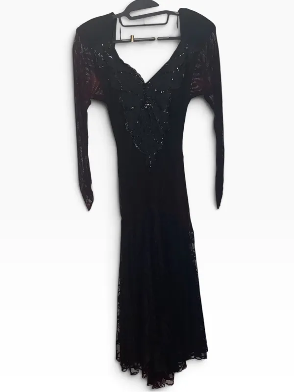 Vintage 80s Climax Lace Overlay long sleeve whimsigoth witchy dark romance Dress - Image 3