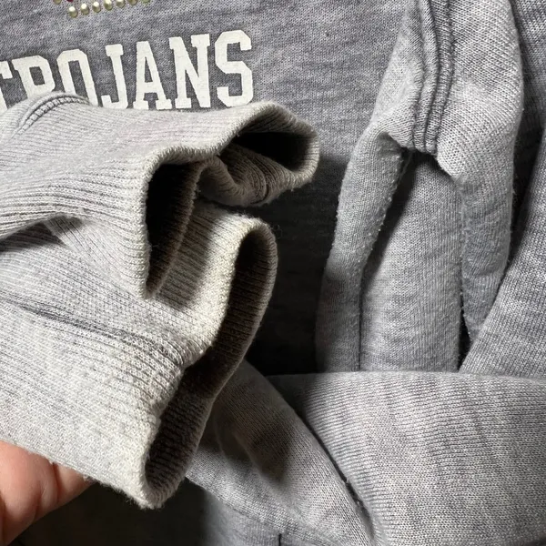 USC Her Style‎ Trojans Rhinestone Zip Up Hoodie Gray So Cal 80 Medium - Image 5