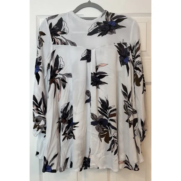 Free People Floral Mini Swing Dress Tunic White Feminine‎ Lace Party Hi-Lo Small - Image 5