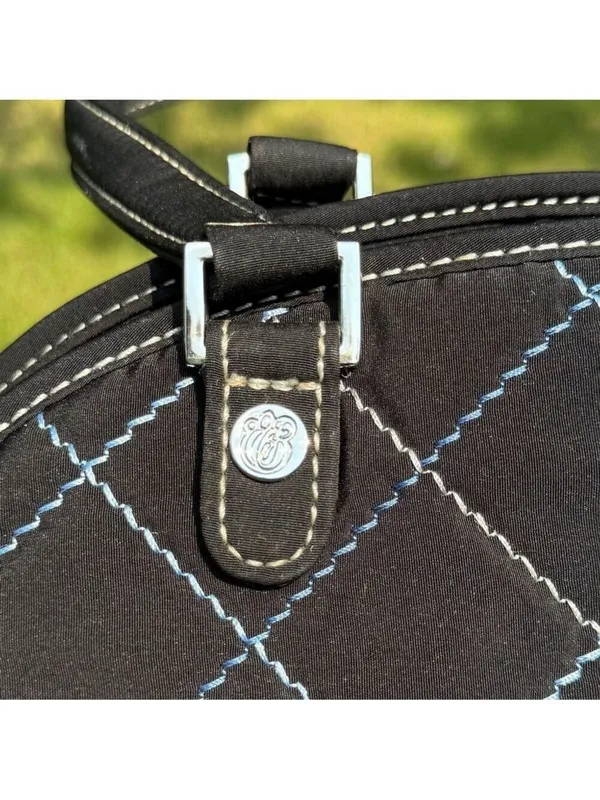 Vera Bradley Sausalito Quilted Handbag in Black Microfiber & Blue Stitch Detail - Image 8