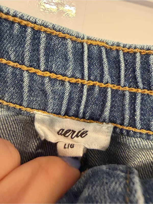 Aerie Daydreamer Distressed‎ Denim Shorts - Light Blue - Image 2