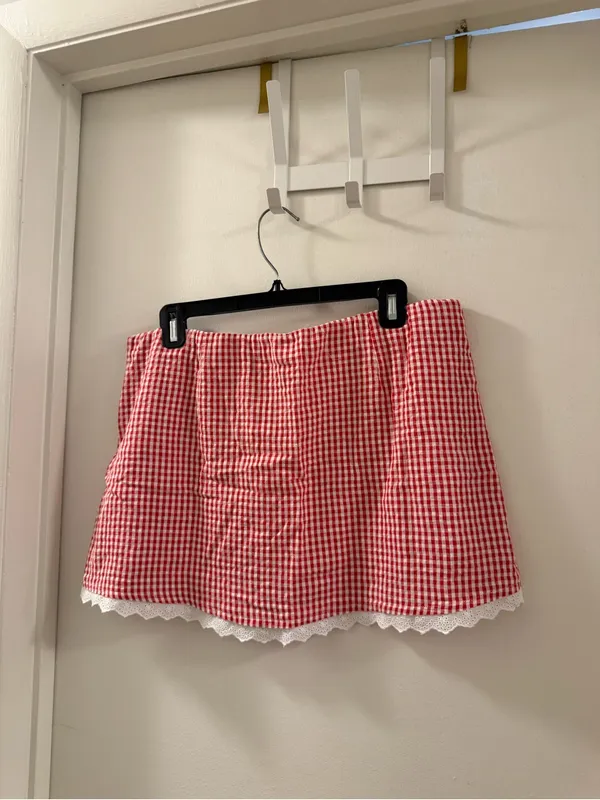 American Eagle Outfitters Red Gingham Mini Skirt - Image 4