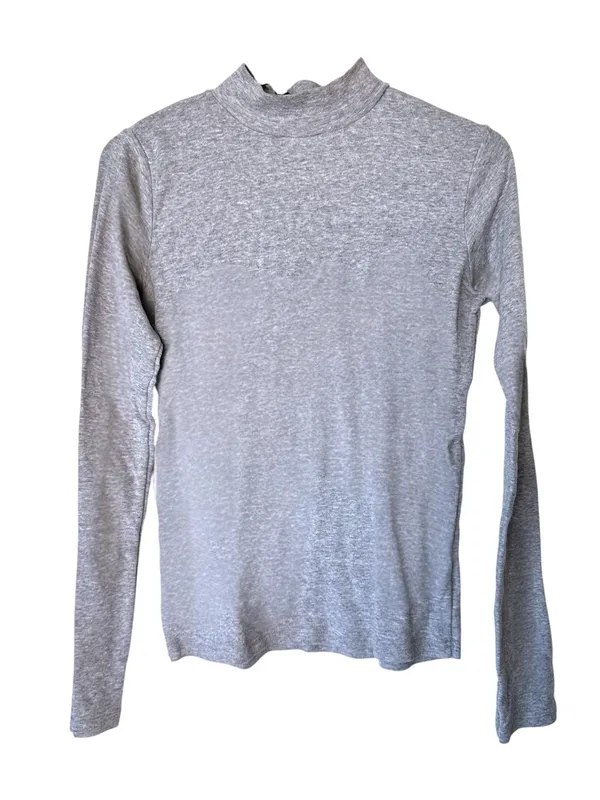 Brandy Melville light grey Cotton Relaxed Loose Fit Turtleneck Top Full Length - Image 2