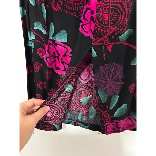 California Krush Womens Floral Mandala 2 Piece Set Black Magenta Rayon Small - Image 11