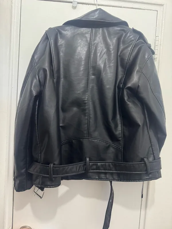 ZARA Black Faux Leather Moto Jacket size M - Image 5