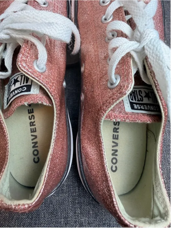Converse Chuck Taylor All Star Low Top Pink Glitter Sneakers Jr Size 6 Women 8 - Image 5