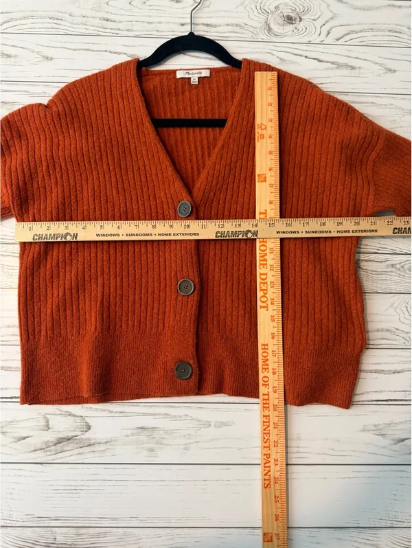 Madewell XS Burnt Orange Merino Wool Alpaca Ribbed Button Cardigan - Image 13