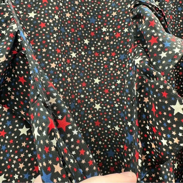 Madewell Silk‎ Ruffle-Hem Wrap Long Sleeve Top in Starry Night Size M - Image 7