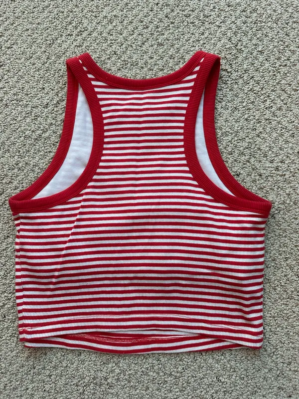 Aerie OFFLINE by Tank Cropped Red and White Striped S - Image 2