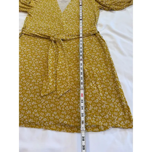 Bamboo Wrap Robe Little Bum Bums Sz Medium‎ Mustard Yellow Floral Belted Lounge - Image 2