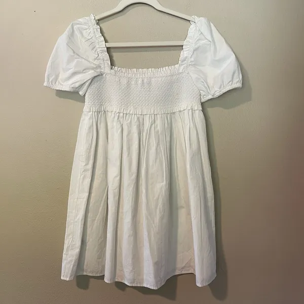 Dress Forum Women's White Dress Babydoll Smocked Bride Bachelorette LWD‎ Shower S Coquette - Image 5