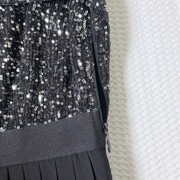 Little Mistress London Dress Women Size US 2 Black Sequin Pleated Midaxi Formal - Image 11