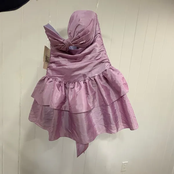 A-line Strapless Cutout Ruffle Taffeta Homecoming Dress with Pleats - Image 5