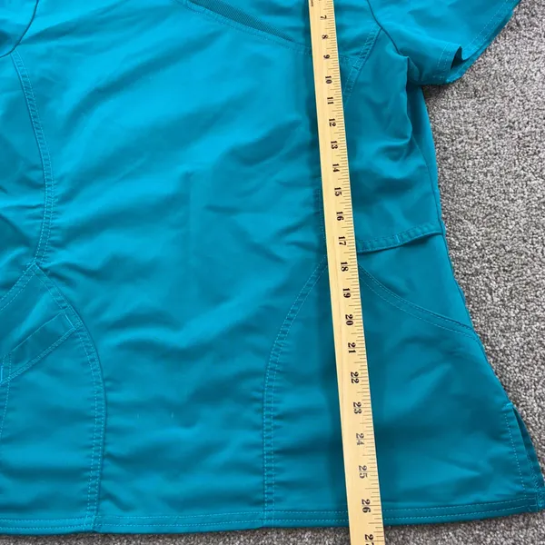 Scrubstar‎ Teal Wrap Scrub Top Womens Medium Medical Uniform Short Sleeve - Image 3
