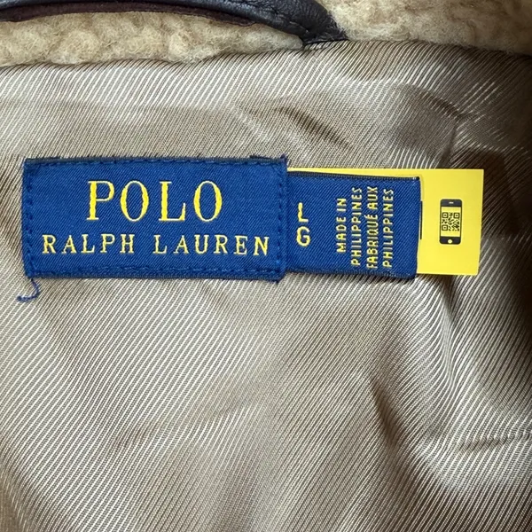 Polo Ralph Lauren Sherpa Moto Jacket Womens L Tan Off Duty Model Chic Streetwear - Image 2