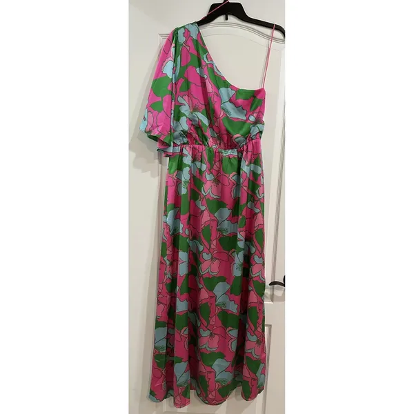 NWT SugarLips Large Pitaya Berry‎ Meara One Shoulder Satin Maxi Dress Satin - Image 12